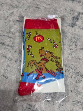 McDonald's Canada The Grinch 2025 Socks NEW Adult One Size Blue Green Color
